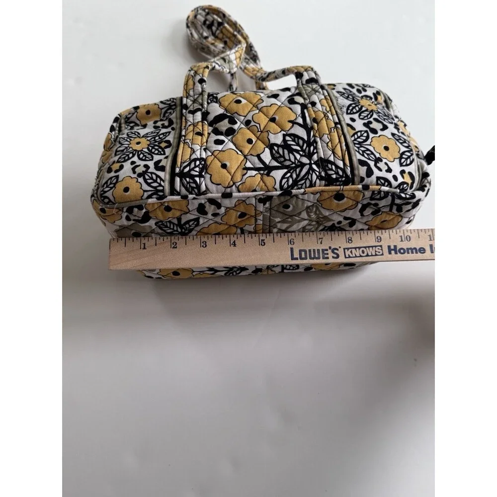 Vera Bradley Black Go wild Yellow Floral Small Quilted Duffle Bag Boho